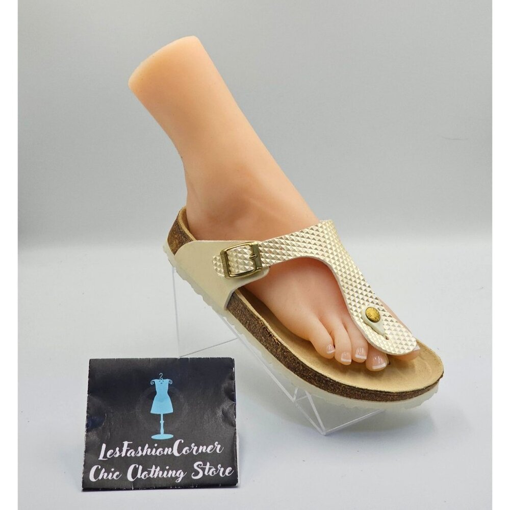 Papillio By Birkenstock Women's Gold Textured Thong Style Sandals Sz 7 (38) 2708 - Picture 14 of 16